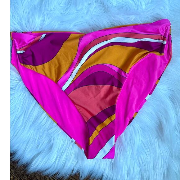 Trina Turk Vivid Vista High Waist Pink Orange Bikini Bottom Size 8 NEW NWT - Picture 3 of 5